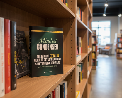 Mindset Condensed on bookshelf with exact cover